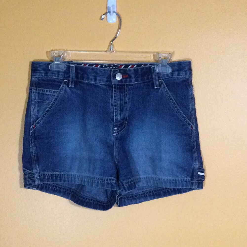Vintage Tommy Hilfiger Medium Wash High-Waisted Carpenter Jean Shorts Juniors 9